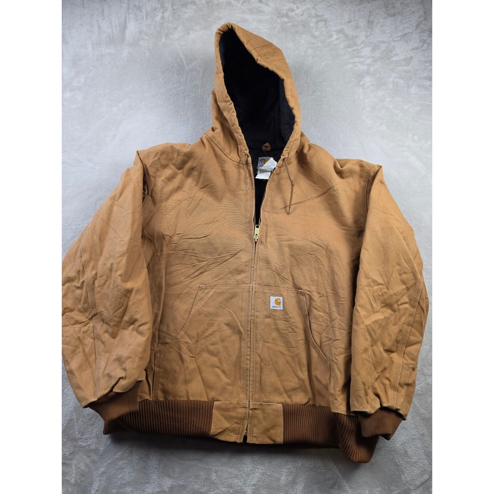 Vintage Carhartt Active Jacket J140 Mens 3XL Brown Canvas Lined Workwear Y2K
